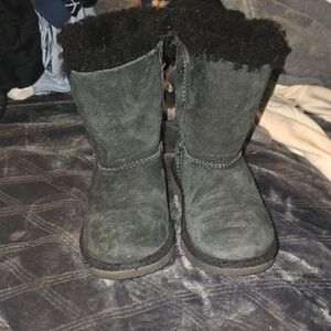 Black Suede Fur-Lined Boots